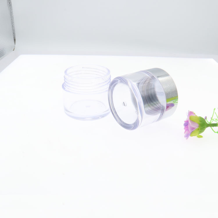 Silver Empty Face Cream Plastic Cosmetic Jars 0.5oz 1oz 2oz